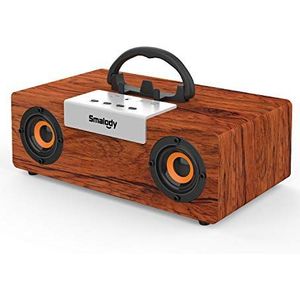 Smalody Retro Bluetooth-luidsprekers, 50 W draagbare houten draadloze luidsprekers 12 uur speeltijd, krachtige bas, TF-kaart, USB-weergave - voor feest, buiten