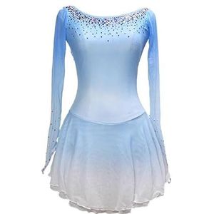 B,11/13,PONNYC Kunstschaatsjurk Voor Meisjes Schaatskleding Met Open Rug Voor Wedstrijden Rolschaats Kleding Met Kleurverloop Glanzende Turnpakjes Voor Ritmische Gymnastiek Met Strass