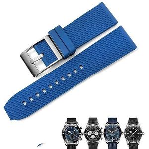 INSTR Natuur Rubber Horlogebandje Voor Breitling Superocean Avenger Heritage Gevlochten Horlogeband 22mm 24mm Band Armbanden (Color : Light blue silver, Size : 22mm)