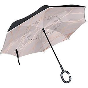 RXYY Winddicht Dubbellaags Vouwen Omgekeerde Paraplu Rose Goud Marmer Texure Waterdichte Reverse Paraplu voor Regenbescherming Auto Reizen Outdoor Mannen Vrouwen