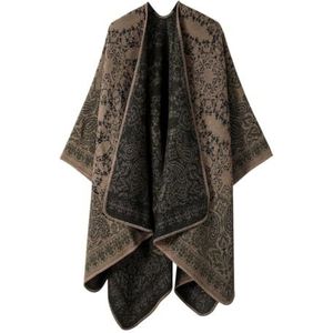 Elaineeu Vrouwen Sjaal Wraps Sjaal Wrap Open Front Poncho Cape voor Lady, bruin, 160X135CM