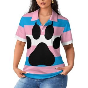 Transgender Furry Pride-vlag dames poloshirts met korte mouwen casual T-shirts met kraag golfshirts sport blouses tops XL