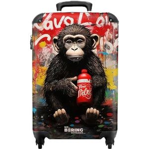 NoBoringSuitcases.com © Handbagage koffer Reiskoffer met wielen Trolleys Harde koffers in handbagage-middelgroot in 30 afbeeldingen (Chimpansee voor graffiti muur, 55x40x20 cm)