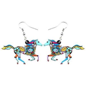 Acryl Elegant Galopperend Paard Oorbellen Hanger Hanger Mode Bloem Dier Sieraden Vrouwen Charme Gift-Multicolor