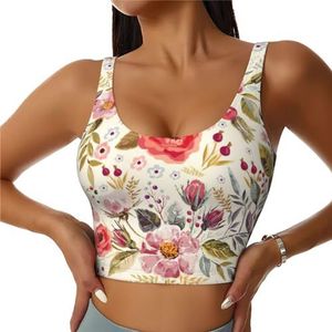 Rustieke Rose Bloem Print Comfortabele Vrouwen Sport Vest Yoga Workout Vest Voor Vrouwen Lichtgewicht Zomer, Zwart, S