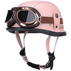 Motorhelm, met bril Retro open-face helm verstelbare snelsluiting D,XXXL=63-65CM(G,XXXL=6365CM)