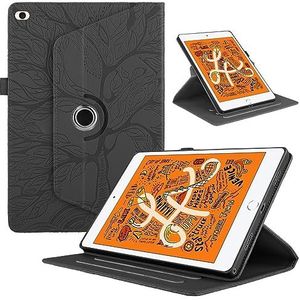 Hoes, Compatibel Met IPad Mini 1/2/3/4/5 (8 Inch) Tablethoes 360 Graden Draaibare Standaard Opvouwbare Tablethoes Tree Of Life Reliëf Shell (Color : Siyah)