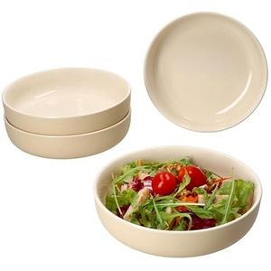 Ritzenhoff & Breker Jasper Set van 4 soepborden, vanille, 610 ml, Ø 19 cm, steenuttborden voor 4 personen, diepe borden voor salade, soep, pasta en dergelijke, servies voor ontbijt, lunch en diner