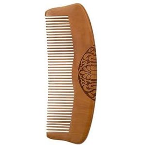 Natuurlijke perzikhouten kam antistatische haarkammen met brede tanden, hoofdmassage, haarverzorging, kam ontwarren draagbaar (maat: 7117)