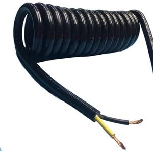 Opgerolde verlengkabel, 2-aderige telescopische spiraalkabeldraad 4 mm vierkant 15A 20A krachtige mechanische veerkabel(Stretch 4 Meter)