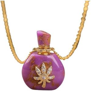 Natural Roses Amethyst Crystal Perfume Essential Pendant For Women Turquoises Lapis Healing Necklace Jewelry (Color : Purple Mica)