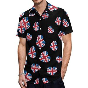 VK Groot-Brittannië retro hart vlag heren Hawaiiaanse shirts korte mouw casual shirt button down vakantie strand shirts XS