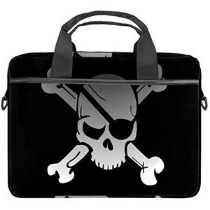 EZIOLY Schedel Cranium Piraat Laptop Schouder Messenger Bag Crossbody Aktetas Messenger Sleeve voor 13 13.3 14 Inch Laptop Notebook Tablet Beschermen Tote Bag Case, Meerkleurig, 11x14.5x1.2in /28x36.8x3 cm