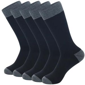 YIJIANUO 5 Pairs Grote Maat Mode Business Mannen Jurk Sokken Streep Zwart Grijs Pure Mannen Katoenen Sokken Maat EU41-48, 5 paar-NH004, EU41-48
