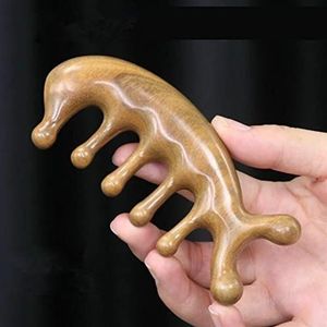 Multifunctionele meridiaan massage hoofd gezondheid kam sandelhout grote brede tand kam 1 stuk (kleur: model F)