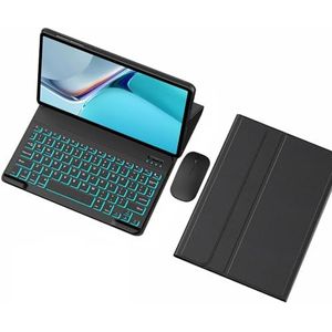 Toetsenbordhoes voor HUAWEI MatePad 10.8/M6 10.8, 7-Kleuren Achtergrondverlichting, Magnetisch Afneembaar Draadloos Toetsenbord,zwart