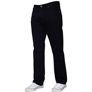 ENZO Heren Regular Fit Straight Fit Denim Blauwe Jeans Broek Alle Taille Been Maten, Zwart, 40W / 32L