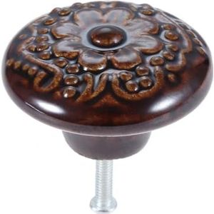 ORAMAI 1Pc Vintage Keramische Deurknoppen Compatibel Met Meubels Kast Lade Kast Kast Kledingkast Handgrepen En Knoppen In 5 Kleuren 43 * 25mm (Color : Coffee)