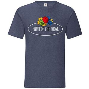 Fruit of the Loom Iconic 150 T-shirt met vintage logo op de borst, Vintage navy gemêleerd - vintage logo groot, M