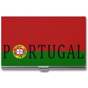 Portugal Voetbal Slanke Visitekaarthouders Pocket Metalen Kaarthoes Creditcard Portemonnee voor Mannen Vrouwen