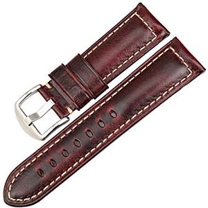 Accessoires voor horloges armband rood 20 mm 22 mm 24 mm 26 mm leren band armband met zwarte gesp armband voor heren en dames, Rood S, 26mm, Armband