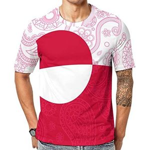 Groenland Paisley Vlag(1) Grafisch T-shirt met korte mouwen voor heren ronde hals print casual T-shirt tops 6XL