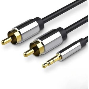 RCA-kabel HiFi Stereo 2RCA naar 3,5 mm audio/dio-kabel 1 m AUX Ja/ck 3,5 Y-splitter Geschikt Fit Compatible compatibele versterkers au/dio Home Theater-kabel RCA (Color : Black bcfb, Size : 1m)