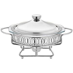 Chef Chafing Dish Buffetset, RVS Chafer en Buffet Warmers Sets, Catering Buffet Hot Pot Outdoor Picknick Huishouden,2L (Color : Silver)