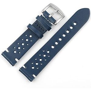 Hoge kwaliteit lederen horlogeband bandjes 18mm 20mm 22mm zwart bruin koffie blauwe snelle release horlogebandjes vervanging (Color : Blue, Size : 20mm)