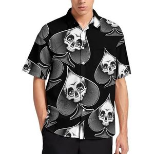 Skull Poker Zomer Heren Shirts Casual Korte Mouw Button Down Blouse Strand Top met Pocket XS