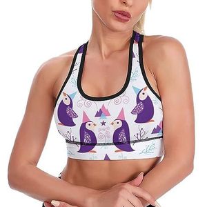 Grappige Kerstman Pinguïns Ademend Sport Bras Voor Vrouwen Draadloze Workout Yoga Vest Ondergoed Racerback Crop Tank Top M