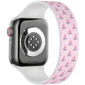 Solo Loop Band Compatibel met All Series Apple Watch 38/40/41mm (Pink Flamingo's 3) Elastische Siliconen Band Strap Accessoire, Siliconen, Geen edelsteen