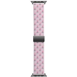 Solo Loop Band Compatibel met All Series Apple Watch 38/40/41mm (Pink Flamingo's 3) Elastische Siliconen Band Strap Accessoire, Siliconen, Geen edelsteen