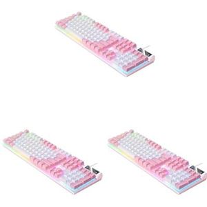 Tityvirnix 3 set Mechanische Gaming Toetsenbord USB RGB Backlit voor PC Game Office Wit Roze 435x130x25mm