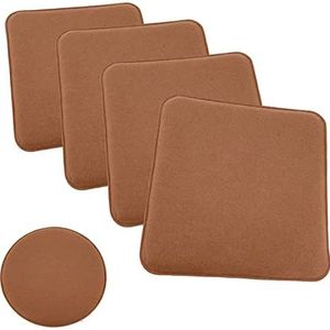 heimtexland ® Type 631, stoelkussen, vilt, stoelkussen, vierkant, set van 4, 35 x 35 cm, camel