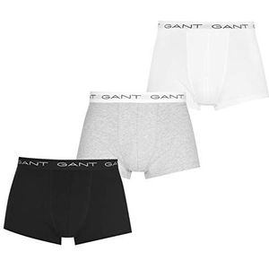 GANT Boxershorts met elastische tailleband met logo-opschrift, verpakking van 3 stuks, wit, gemengd grijs, M