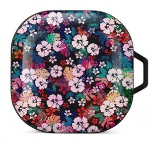 Hawaiiaanse tropische bloemen oordopjes hoesje compatibel met Samsung hard shell beschermhoes zwart-stijl