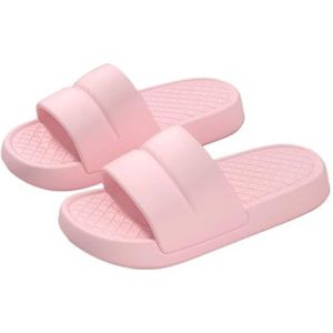 UBOHUZ Vrouwen Zomer Slippers Effen Kleur EVA Dikke Zachte Zool Comfortabele Slippers Outdoor Indoor Antislip Voor Badkamer, Zwembad, roze, 42-43