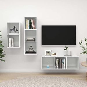 DIGBYS Meubels-sets-3-delige tv-kast set hoogglans wit ontworpen hout