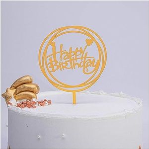 Cake Topper Taart Decoraties for Verjaardag, Bruiloft, Cake Topper Acryl Cupcake Topper Gelukkige Verjaardag Decoratie Geschikt for Verjaardagsfeestje Decoratie, Dessert Decoratie, Roze, 50 stuks (Kle