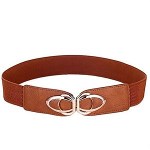 SYT-MD Riem Dames, Mode PU Lederen elastische brede riemen voor vrouwen stretch dikke taille jurk plus size corset band Cummerbunds riem Belt (Belt Length : 85cm(88cm to 150cm), Color : 4.0-brown)