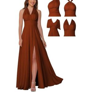 BRIGOW Vrouwen Bruiloft Bruidsmeisje Jurken Lange Chiffon Convertible Formele Avondjurk Jurk BY030, Verbrand Oranje, 32