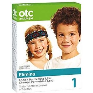 OTC Antipiojos Permethrin voor het verwijderen van luizen en netten, incl. lotion (125 ml) + shampoo (125 ml) + muts + lendensteun