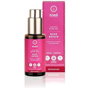 khadi ROSE REPAIR Ayurvedische haarolie, intensieve behandeling & regeneratie voor structureel beschadigd, droog haar & gespleten haarpunten, 100% plantaardig & veganistisch, 50ml