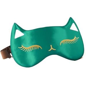 Zijden slaapmasker oog imitatie zijden ogen cover gladde vos reizen ontspannen ooglapjes (groene schaduw)