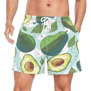 Niigeu Cartoon Naadloze Avocado Fruit Heren Zwembroek Shorts Sneldrogend met Zakken, Leuke mode, M