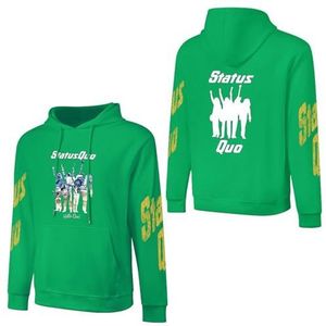 LSMCCOTP Sta-tus Logo Qu-o Katoenen Hoodie Pullover Heren Lange Mouw Sweatshirt Met Zak Voor Mannen Zachte Zwarte Hoody Basic Casual Fans Merch 3XL, Medium Groen-stijl, L