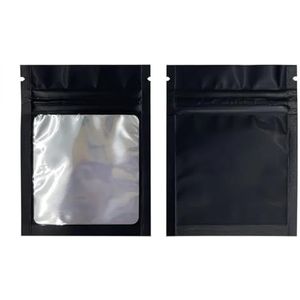 100 stuks platte folie afsluitbare zakken badzout cosmetische zak één zijde helder mini dikke mylar hersluitbare ziplock(Black)
