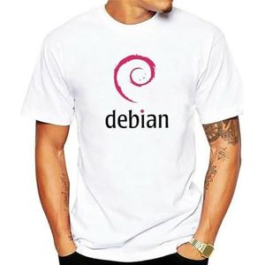 Debian Linux Tshirts Men Vintage Cotton Tees Crewneck Fitness T Shirts Party Streetwear White L White XL