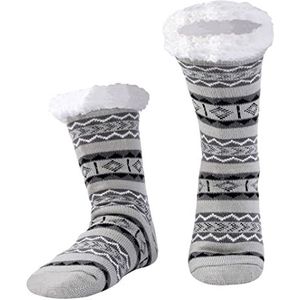 WOTENCE - Pantoffelsokken - Grijs - Fleece Gevoerd - Antislip - Huissokken voor Heren